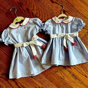 Bella Bliss blue dress with Pom Pom sash 18 months 2 year 🎈sisters twins